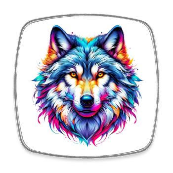 Loup - Magnet carré - blanc - Devant