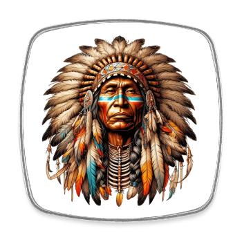 Amerikanisch Indianer Amerikanische Rote Haut - Viereckiger Kühlschrankmagnet - Weiß - Vorne