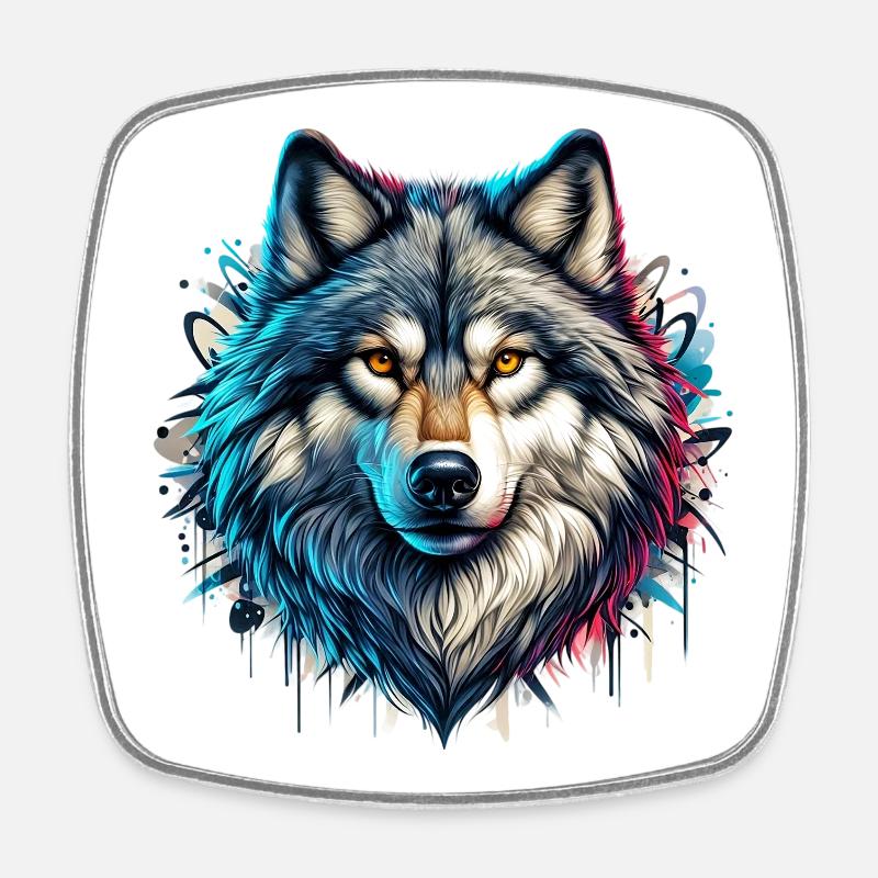 Wolf - Viereckiger Kühlschrankmagnet - Weiß