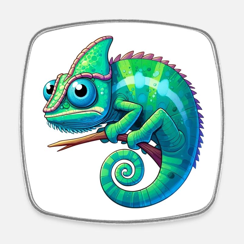 Chameleon - Square fridge magnet - white