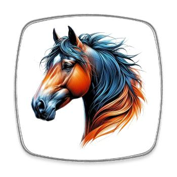 Cheval - Magnet carré - blanc - Devant