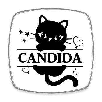 Candida t-shirt chat t-shirt chat Katze gato - Magnet carré - blanc - Devant