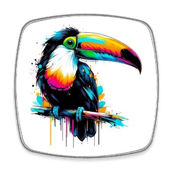 Toucan - Magnet carré - blanc - Devant