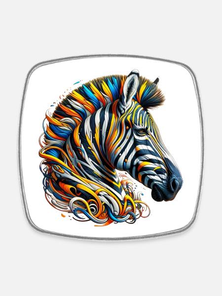 Zebra - Viereckiger Kühlschrankmagnet - Weiß