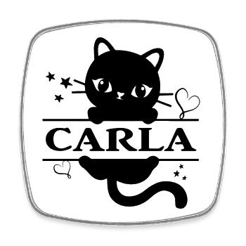 Carla t-shirt chat t-shirt chat gato Katze chat - Magnet carré - blanc - Devant