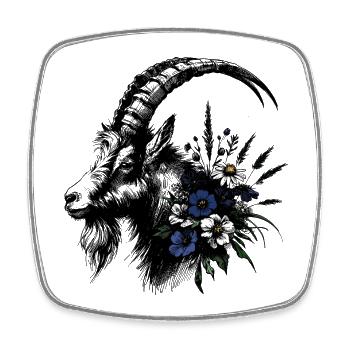 Capricorn Flowers Alps Mountains Illustration - Square fridge magnet - white - Front