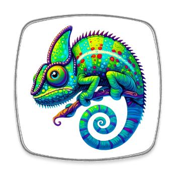 Chameleon - Square fridge magnet - white - Front