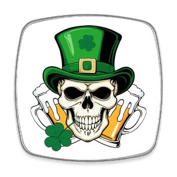 Totenkopf San Patrick Tag - Viereckiger Kühlschrankmagnet - Weiß - Vorne