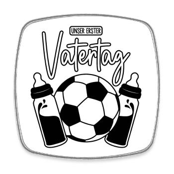 Unser erster Vatertag (Fußball Papa Sohn Baby) - Viereckiger Kühlschrankmagnet - Weiß - Vorne