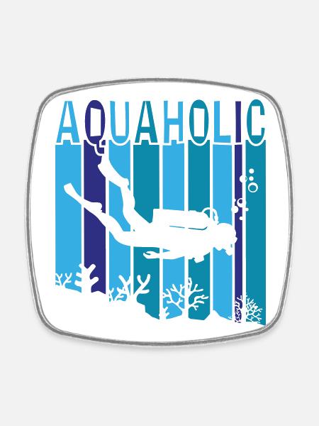 Aquaholic - Viereckiger Kühlschrankmagnet - Weiß