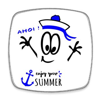 Sailor Ahoy - Square fridge magnet - white - Front