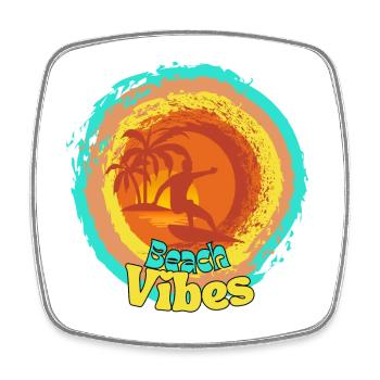 Beach Surfing Sunset Design - Square fridge magnet - white - Front