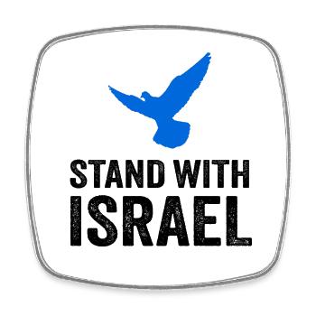 STAND WITH ISRAËL Colombe de la Paix - Magnet carré - blanc - Devant