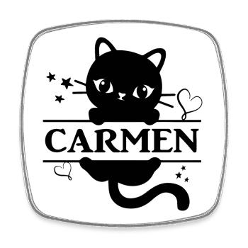 Carmen T-Shirt T-Shirt Katze Katze Katze chat gato - Viereckiger Kühlschrankmagnet - Weiß - Vorne