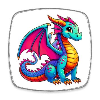 Dragon - Magnet carré - blanc - Devant