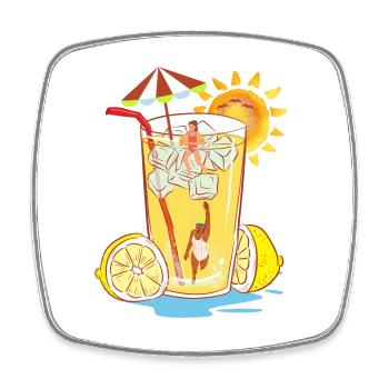 Erfrischender Zitronen-Relax-Design - Viereckiger Kühlschrankmagnet - Weiß - Vorne