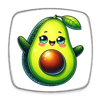 Avocat - Magnet carré - blanc - Devant