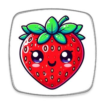Fraise Fraises - Magnet carré - blanc - Devant
