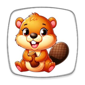 Beaver - Square fridge magnet - white - Front