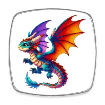 Drache - Viereckiger Kühlschrankmagnet - Weiß - Vorne