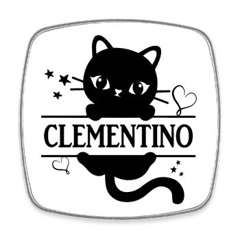 t-shirt Clementino chat t-shirt chat Katze gato - Magnet carré - blanc - Devant