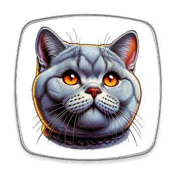 British Shorthair Cat - Square fridge magnet - white - Front
