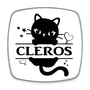 t-shirt Cleros t-shirt chat Katze chat gatto chat - Magnet carré - blanc - Devant