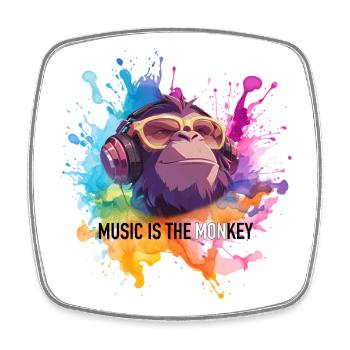 Musik ist der Monkey Wortwitz - Viereckiger Kühlschrankmagnet - Weiß - Vorne