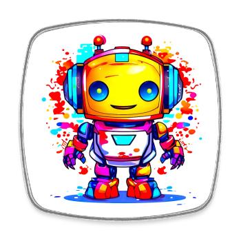 A Cute Robot - Square fridge magnet - white - Front