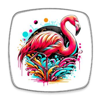 Flamingo - Square fridge magnet - white - Front