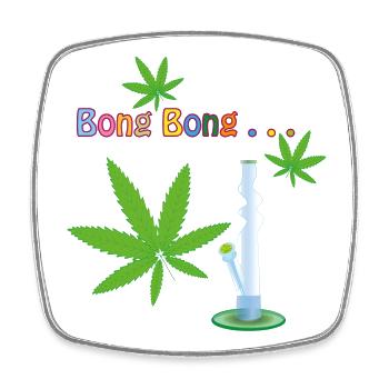 Cannabis Leaves with Bong - Square fridge magnet - white - Front