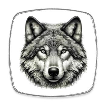 Loup - Magnet carré - blanc - Devant