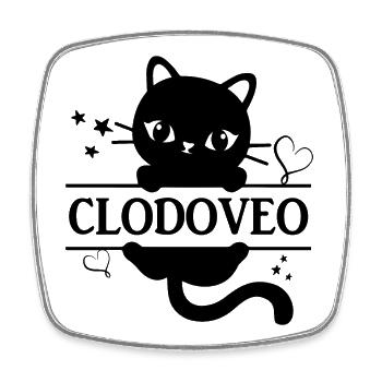 T-shirt Clovis t-shirt chat chat Katze - Magnet carré - blanc - Devant