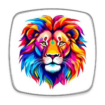 Colorful Lion - Square fridge magnet - white - Front