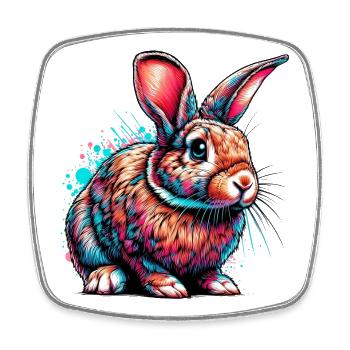 Rabbit - Square fridge magnet - white - Front
