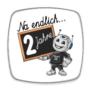 Zweiter Geburtstag, 2. Geburtstag kleiner Roboter - Viereckiger Kühlschrankmagnet - Weiß - Vorne