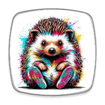 Hedgehog With Sports Shoes Sneaker Sneakers - Square fridge magnet - white - Front