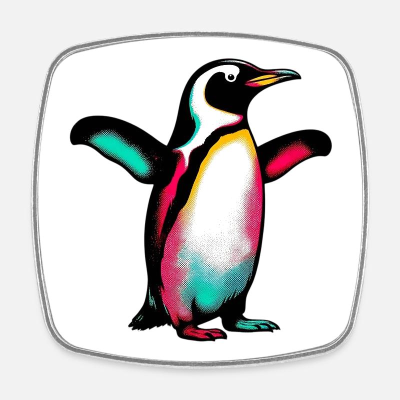 Pinguin - Viereckiger Kühlschrankmagnet - Weiß