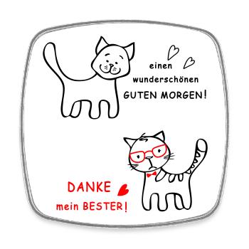 Good morning dog and cat - Square fridge magnet - white - Front