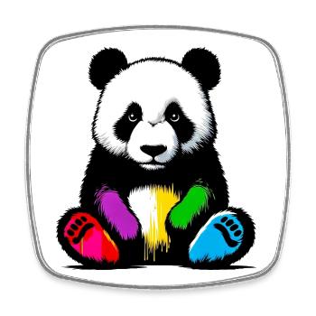 Panda - Magnet carré - blanc - Devant