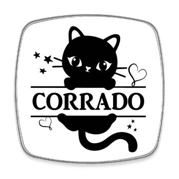 Corrado t-shirt chat chat Katze gato - Magnet carré - blanc - Devant