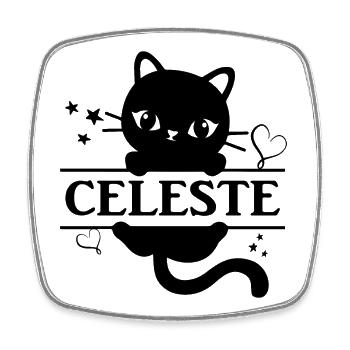 t-shirt Celeste t-shirt cat cat gato Katze - Square fridge magnet - white - Front