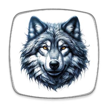 Wolf - Square fridge magnet - white - Front