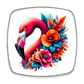 Flamingo - Square fridge magnet - white - Front