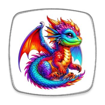 Dragon - Magnet carré - blanc - Devant