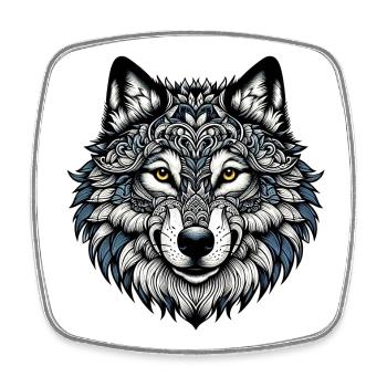 Loup - Magnet carré - blanc - Devant