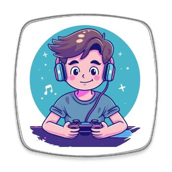 Gaming Junge - Viereckiger Kühlschrankmagnet - Weiß - Vorne