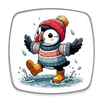 Island Puffin 12 - Viereckiger Kühlschrankmagnet - Weiß - Vorne