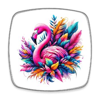 Flamingo - Square fridge magnet - white - Front