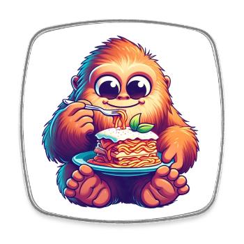 Bigfoot Sasquatch Lasagne Sucrée Italienne - Magnet carré - blanc - Devant